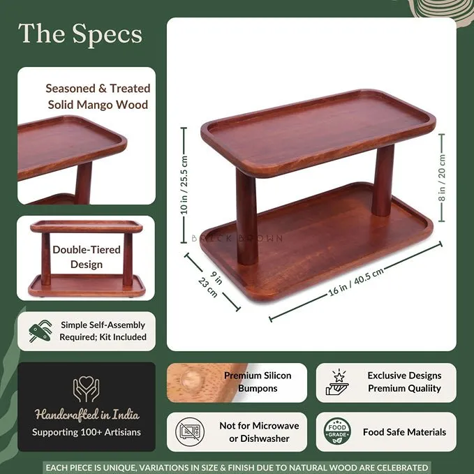 Twin-Tier Wooden Double Slab Organizer