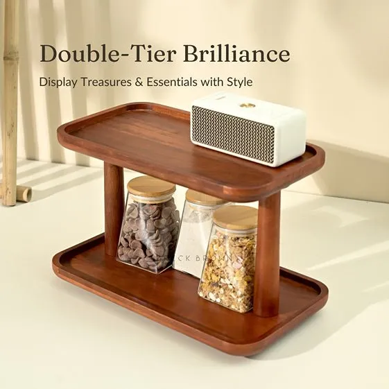 Twin-Tier Wooden Double Slab Organizer