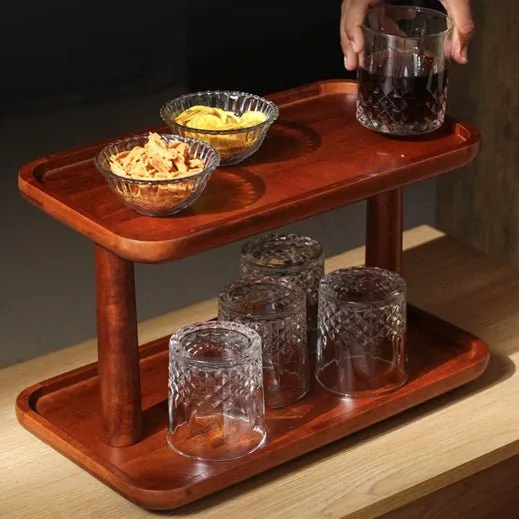 Twin-Tier Wooden Double Slab Organizer