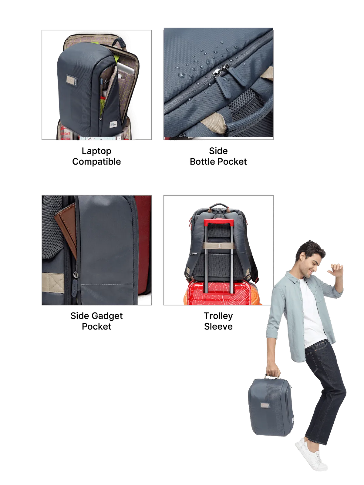 Uppercase Nexus 15" Laptop Bag Water Repellent College Travel Bag 27L