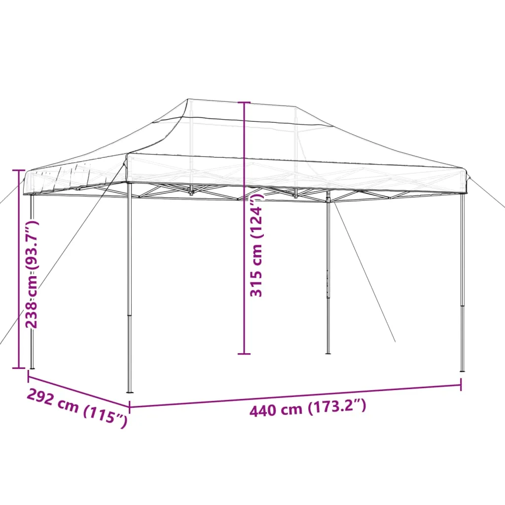 vidaXL Foldable Party Tent Pop-Up Burgundy 440x292x315 cm