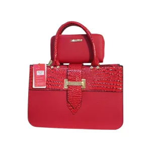 Vivq Croc-Embossed Tote Bag With Wallet Set