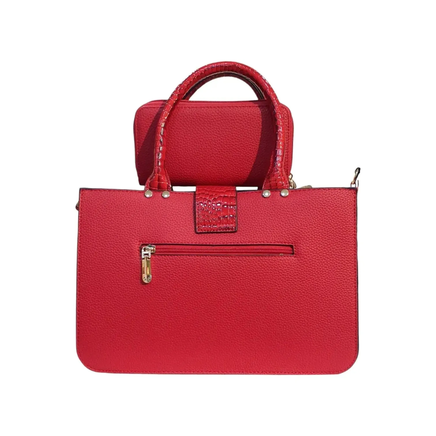 Vivq Croc-Embossed Tote Bag With Wallet Set