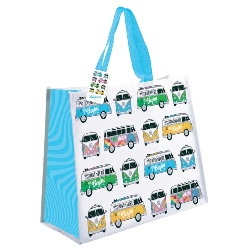 Volkswagen Blue Campervan Shopping Bag