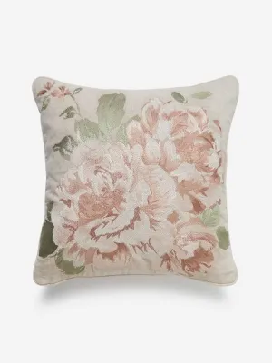 Westside Home Taupe Floral Embroidery Cushion Cover