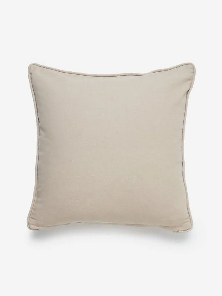 Westside Home Taupe Floral Embroidery Cushion Cover